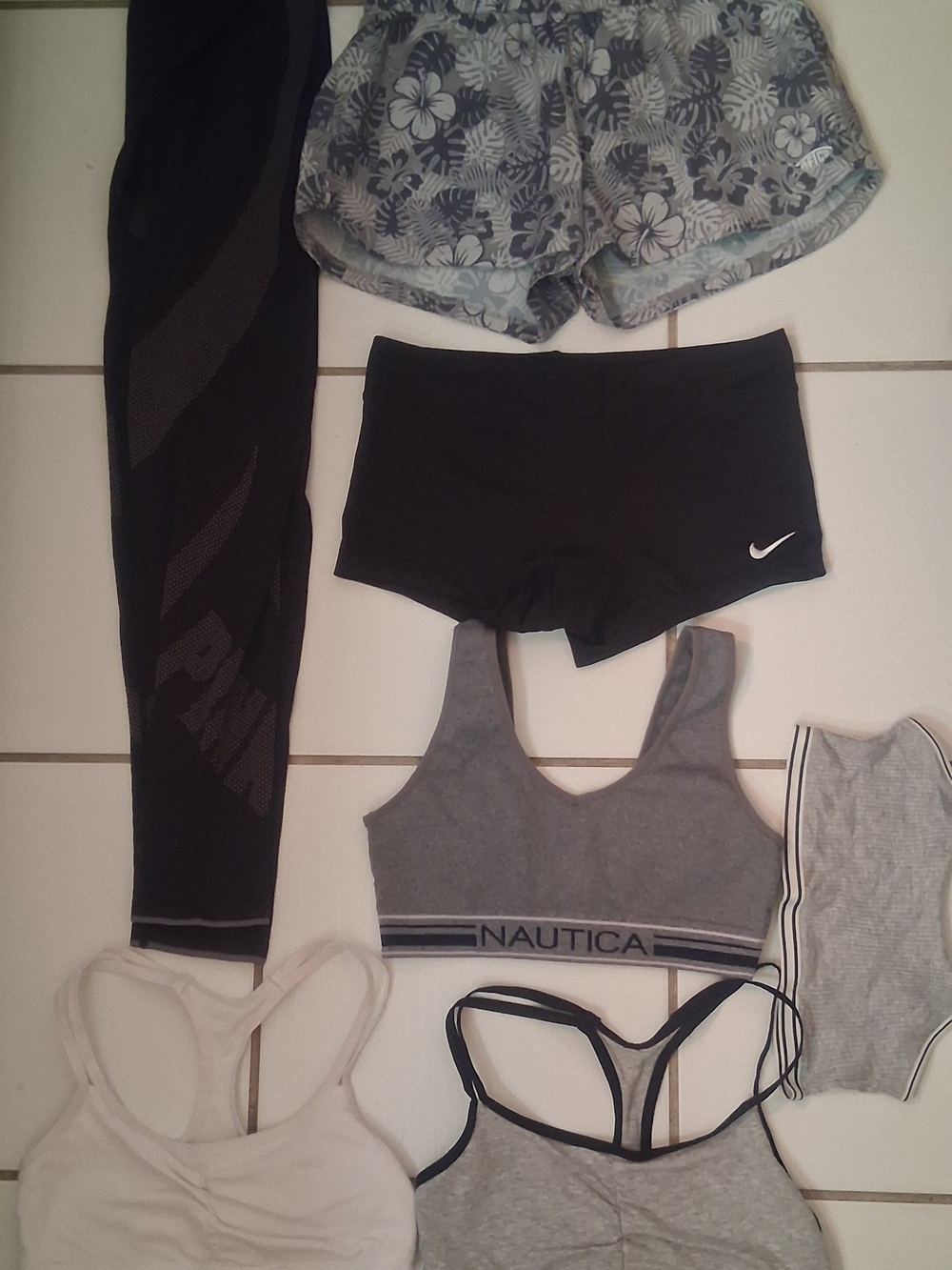 Nautica Gray Sports Bra & Black Nike Shorts Set